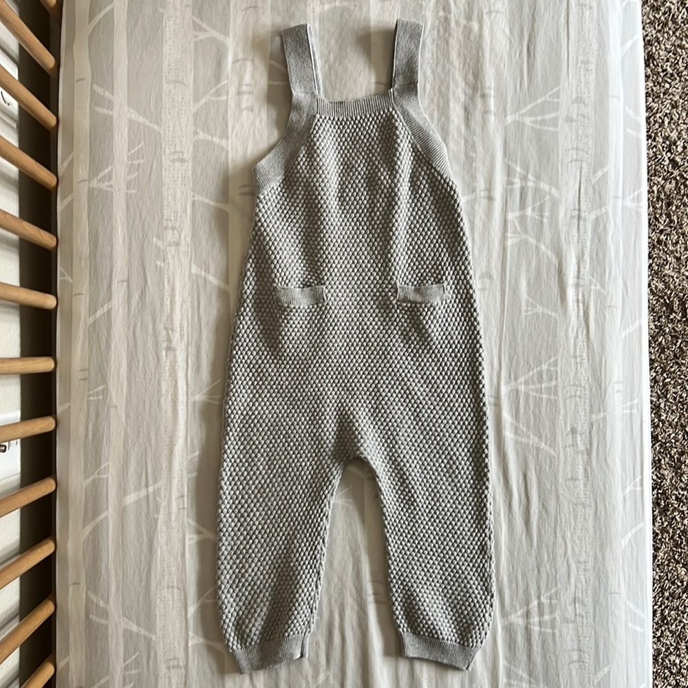 H&M 12-18 month organic cotton knit overalls